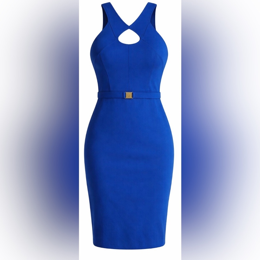 Gianni Versace Collection Electric Blue Knit Dress
W/ logo belt Size 38 IT 4 US